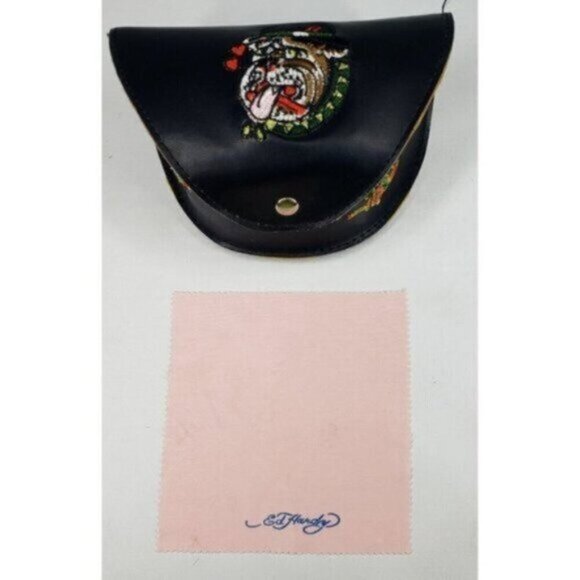Ed Hardy Eyewear Black Embroidered Sunglass Case Skull Roses Bulldog Clo… - Picture 3 of 15